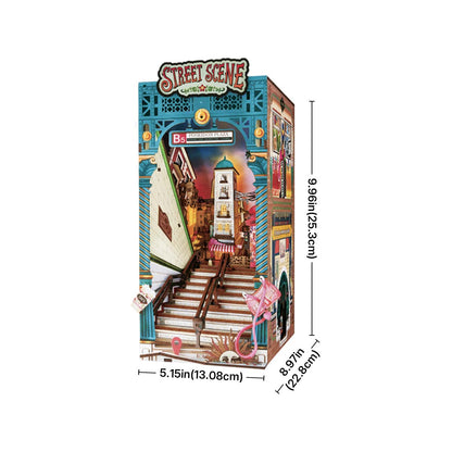 Estrelik™ | Diy Book Nook Shelf - LED Street Scene Bookshelf Insert