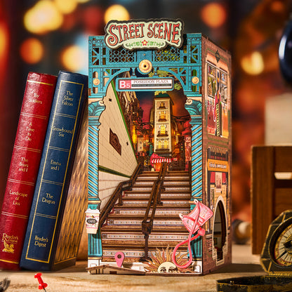 Estrelik™ | Diy Book Nook Shelf - LED Street Scene Bookshelf Insert